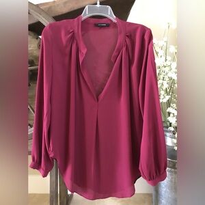 Olivaceous Long Sleeve Burgundy Blouse